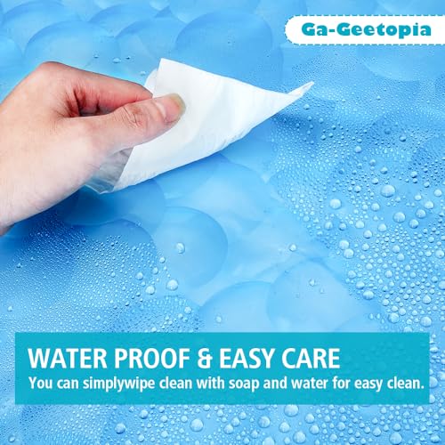Ga-Geetopia Extra Long EVA 3D Blue Pearl Water Cube Plastic Shower Curtain Liner - Lightweight 72" x 80" Bathroom Shower Showroom Curtain Liner with Rustproof Metal Gromments and Weighted Magnet - color: Blue Cube, size: 72"W x 80"L (Pack of 1)
