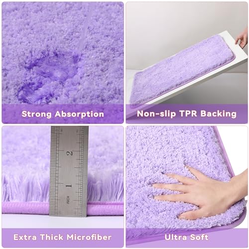 24PCS Bathroom Sets with Shower Curtain and Rugs,Bathroom Sets with Extra Soft and Absorbent Bath Rugs Purple Shower Curtain Set - size: Bath Set+Shower Curtain+Bath Rugs, style: Light Purple