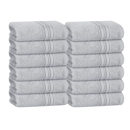 BOUTIQUO Ultra Soft Cotton Washcloths, Contains 12 Piece Face Cloths 12x12 inch, Ideal for Everyday use Face Towels, Compact & Lightweight Multi Purpose Washcloths - Light Grey - color: Ligtht Grey, size: Washcloths - Set of 12