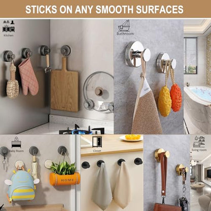 ZESLMG Suction Cup Hooks for Shower, Bronze Wreath Hangers for Front Door Glass Window Bathroom Kitchen Wall, Removable Towel Holder Bath Robe Loofah Coat Hooks No Damage for Hanging, 2 Pack