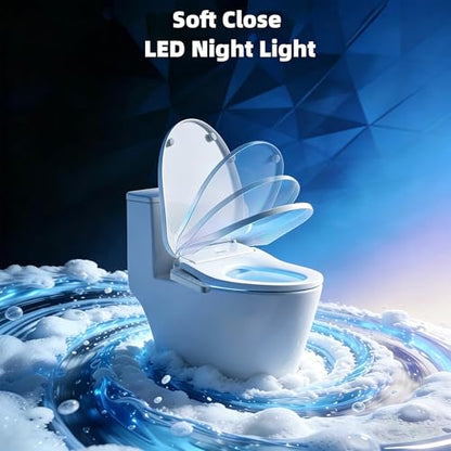 Electric Smart Bidet Toilet Seat, Heated Warm Water Wash, Remote | Multiple Cleaning Modes, Self-Cleaning Nozzle, Soft-Closing Lid, LED Night Light. Easy to Install. Fits Most Standard Toilets