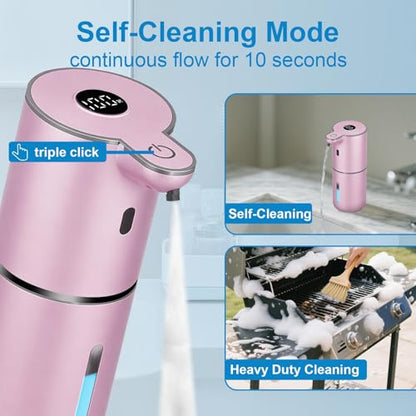 OHIFAST Automatic Foaming Soap Dispenser Touchless, USB Rechargeable Smart Hand Soap Dispenser, 6-Level Adjustable, 12.8oz/380mL Wall Mounted for Bathroom Kitchen Dish Soap-Rose Gold - color: Rose Gold, style: Foam