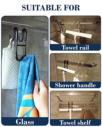 Frameless Shower Door Hooks, 2 Pack Bathroom Towel Hooks | For hanging towels, robes, squeegees and bath accessories on frameless shower doors. - style: Clear 2 Pack