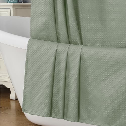 Aiyufeng Sage Green Shower Curtains for Bathroom，Dot Like Embossed Textured Waterproof Soft Polyester Cloth Shower Curtain，Hotel Spa Machine Washable，72Wx72L - color: Sage Green, size: 72"W x 72"L (Pack of 1)