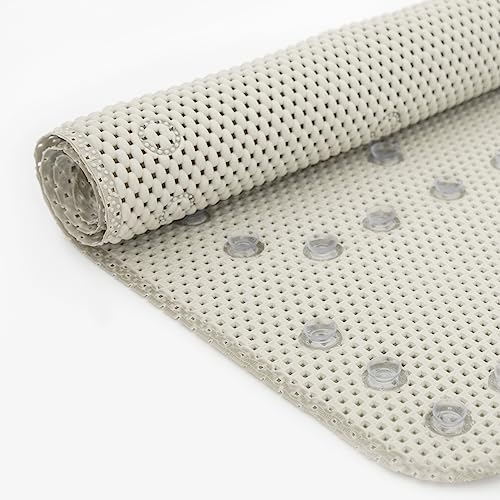 Bathtub Mat Non Slip, Soft Foam Bath Mat for Tub, Bathtub Mat with Drain Holes, Suction Cups Shower Mat (Ivory, 36''X17'') - color: Ivory
