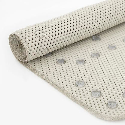 Bathtub Mat Non Slip, Soft Foam Bath Mat for Tub, Bathtub Mat with Drain Holes, Suction Cups Shower Mat (Ivory, 36''X17'') - color: Ivory
