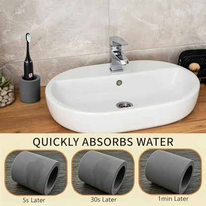 Toothbrush Holder | Diatomite Holder Stand for Bathroom Vanity Countertop Water Absorption Quick Drying Toothbrush Holder Stand