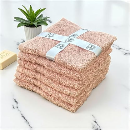 Super Soft 570 GSM Luxury Cotton Face Towel/Washcloths Set of 6, 100% Cotton Zero Twist Ring-Spun Heavyweight, Super Absorbent Wash Cloths – Designed for Exfoliation, Comfort, and Durability. - color: Rose Pink