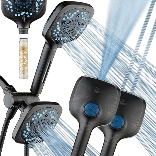 AquaCare 82-Mode High Pressure 6-way Combo with Filter & 2-mode Power Wash | Filters Chlorine & Toxins, Softens Hard Water for Healthy Skin & Hair. Handheld Shower Head Cleans Tub, Tile & Pets / Bronze - color: Oil Rubbed Bronze