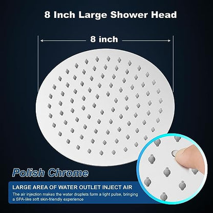 Midanya Round Rain Shower Head,High Pressure,Polish Chrome 8 Inch | 360°Swivel,Ceiling or Wall Mount,Waterfall Full Body Coverage,Bathroom Remodel,Stainless Steel Large Rainfall Shower Head - color: Chrome, size: 8 Inch