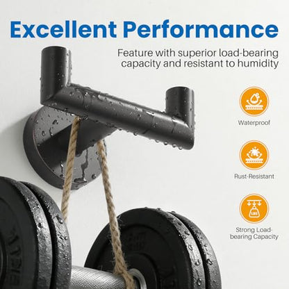 Shower Towel Hook, Wall Mount Robe Hook Holder, Oil Rubbed Bronze | Stainless Steel Material, Double Hooks Design, Rust-Resistant, Strong Load-bearing Capacity - color: Oil Rubbed Bronze