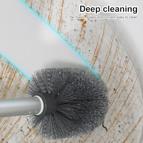 Toilet Bowl Brush and Holder,Toilet Brush with Crevice Cleaning Brushes,No Dead Corner Clean Wall Mounted Compact Toilets Brushes Set,Durable Bristles for Bathroom,RV(White Grey)