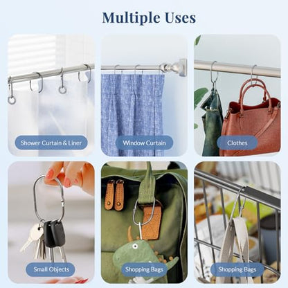 Bathway Chrome Shower Curtain Rings - 12 Pcs Anti-Drop, Rust Proof Metal Shower Hooks for Curtain Rod - color: Chrome, style: Modern Oval