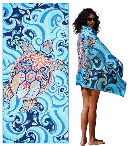 Widdonen Microfiber Beach Towel,Compact 71x32 Inch,Lightweight,Turtle | Extra Large,Sand Free,Thin,Absorbent,Quick Dry for Camping,Hiking,Swim,Pool,Bath,Picnic,Gym,Cruise Essentials,Adult Gifts - color: Turtle Sea