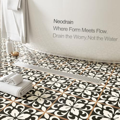 Neodrain 28" Linear Shower Drain, Brushed 304 SS Bathroom Linear Drain,cUPC | Brushed Nickel Shower Drain with Quadrato Grate& Adjustable Feet, Long Rectangle Shower Floor Drain in Bathroom, Balcony etc - color: Brushed Nickel, size: 28 In