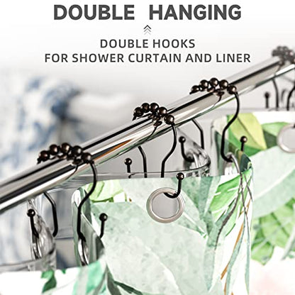 Bathway Shower Curtain Hooks Bronze Shower Curtain Rings Rust Proof Double Hook Shower Curtain Hooks, 12 Pcs Shower Hooks for Shower Curtain, Shower Rings for Curtain Bathroom, Metal Shower Rod Hooks - color: Bronze