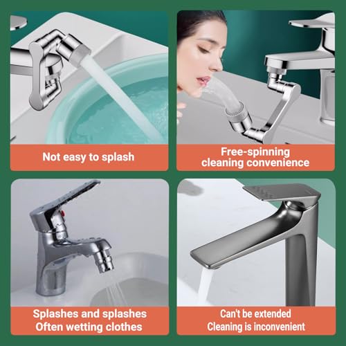 1440° Swivel Sink Faucet Extender - Rotating Kitchen Sprayer, 2 Flow Modes, 1080°+360° Rotatable Sink Aerator Extension, Swivel Multifunctional Robotic Arm for Kitchen/Bathroom