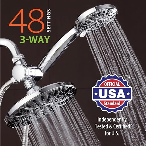 AquaDance 7" Premium High Pressure 3-way Rain & Handheld Shower Head Combo | Enjoy Dual 6-Setting Luxury Shower Heads Separately or Together for the Best of Both Worlds! Stainless Steel Hose - Chrome - color: Chrome, style: 1.8 Gallons Per Minute