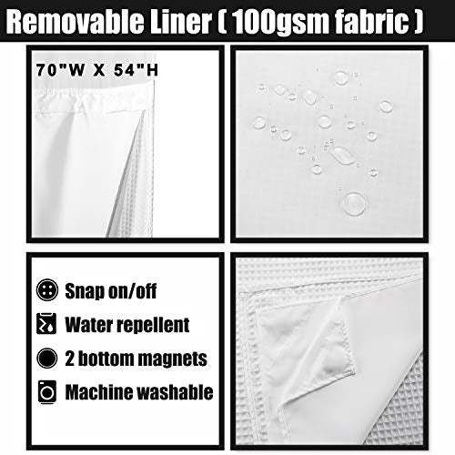 Barossa Design Hotel Style Cotton Shower Curtain with Snap-in Liner White | Cotton Blend, Honeycomb Waffle Weave, Fabric Snap on/off Liner, Water Repellent, Mesh Window, Machine Washable, Standard Size - color: White, size: 71"W x 72"L (Pack of 1)
