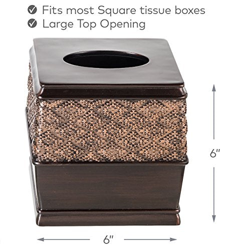 Dublin Brown Square Resin Tissue Box Cover - style: Square Tissue Box