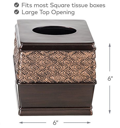 Dublin Brown Square Resin Tissue Box Cover - style: Square Tissue Box