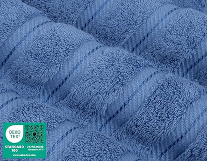 American Soft Linen 100% Cotton Luxury Turkish Towels, 6 Piece Towel Set | Soft Absorbent Quick Dry OEKO Tex Standard 100 Certificated Durable Machine Washable Premium Hotel Quality - color: Electric Blue