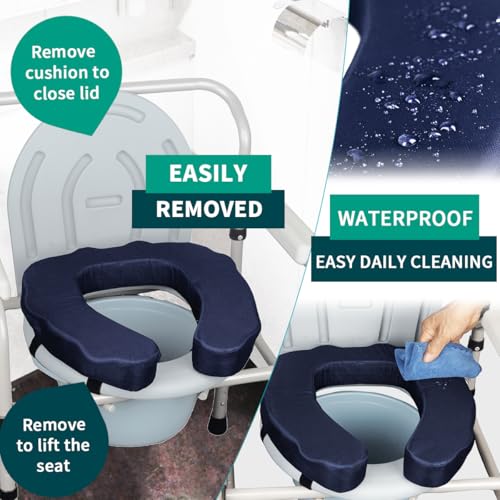 Raised Toilet Seat Cushion – High-Density Foam Booster Pad for Elderly, Seniors, Disabled – Toilet Riser for Standard & Elongated Toilets – Commode Seat Cushion Non-Slip & Easy to Clean (2 inches) - size: 2 inches
