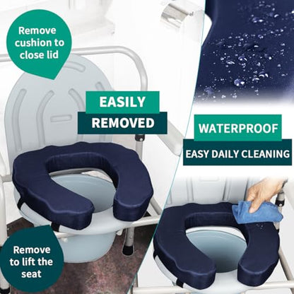 Raised Toilet Seat Cushion – High-Density Foam Booster Pad for Elderly, Seniors, Disabled – Toilet Riser for Standard & Elongated Toilets – Commode Seat Cushion Non-Slip & Easy to Clean (2 inches) - size: 2 inches