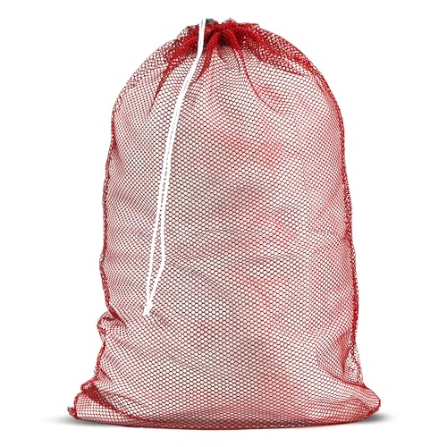Handy Laundry Mesh XL Laundry Bag, 24" x 36" Heavy Duty, Durable Drawstring Closure, Machine Washable, Large Capacity for Delicates, Travel, College Dorm, Apartment, Red | XL 24x36 Mesh Laundry Bag, Secure Drawstring, Heavy Duty, Machine Washable, for Del