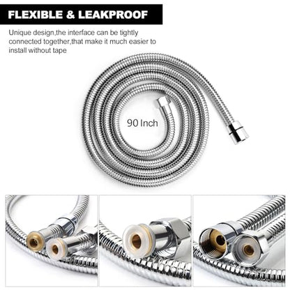 Blissland Shower Hose Extra Long 90 Inches Brushed Chrome Handheld Shower Head Hose with Brass Insert and Nut - Lightweight and Flexible - style: 90''Stainless Steel