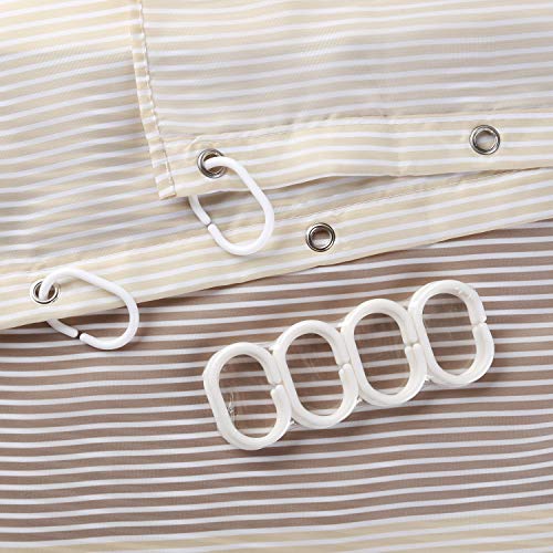 Stall Shower Curtain Tan for Bathroom, Gold Brown White Neutral Stripes Cloth Fabric Set with 6 Hooks, 36" W×72" H Inch - color: Beigetan, size: 36"W x 72"L (Pack of 1)