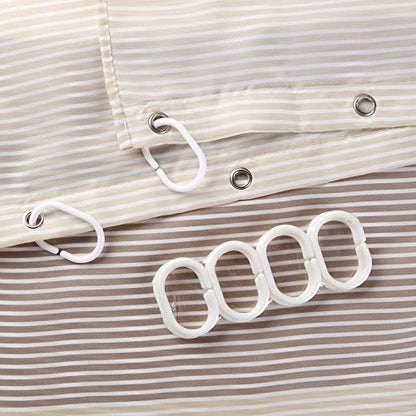 Stall Shower Curtain Tan for Bathroom, Gold Brown White Neutral Stripes Cloth Fabric Set with 6 Hooks, 36" W×72" H Inch - color: Beigetan, size: 36"W x 72"L (Pack of 1)