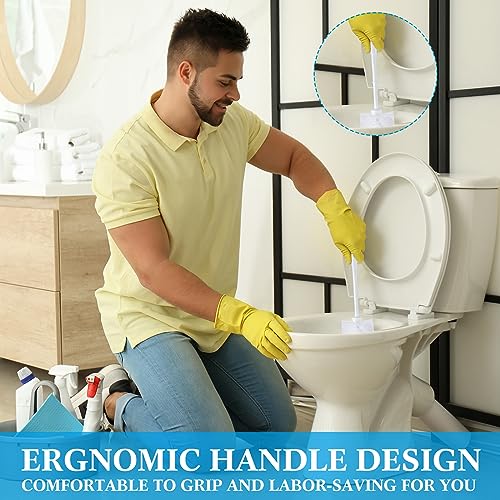 Roshtia 12 Sets Toilet Brush and Holder Set for Bathroom Toilet Bowl Brush Scrubber with Caddy for Deep Cleaning, 14.57 Height (White) - color: White