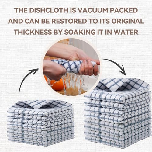 Egles 8 Packs Kitchen Dishcloths, 100% Cotton Dish Cloths 12 x 12 Inch | with Hanging Loop, Terry Dish Towel Set, Quick Drying and Absorbent - color: Grey & Khaki, size: 12"x12" - 8 pcs