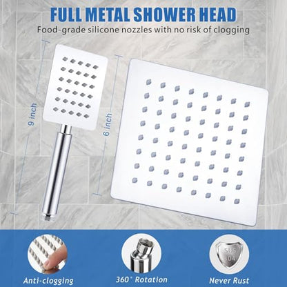 Voolan Dual Shower Head for Couples, High Pressure Rain Showerhead and Handheld Spray Combo, Adjustable Double Shower Heads for 2 People Bathroom (Chrome) - color: Chrome