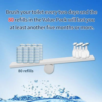 Hohoky 80Pcs Toilet Brush Refills for Disposable Toilet Bowl Brush Scrubber Cleaner Refill Pads,Toilet Brush Replacement Compatible Heads with Most Toilet Brushes Scrubber