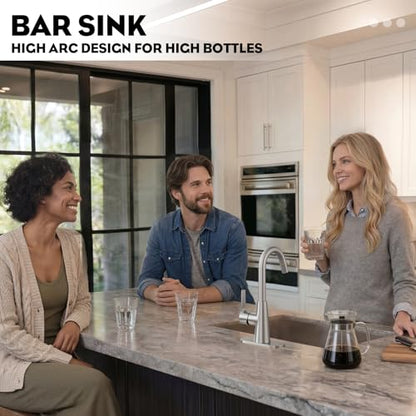 Tall Bathroom Faucets with Pull Down Sprayer, Brushed Nickel High Arc Single Handle Pull Out Faucet, 1 or 3 Hole Utility Sink Laundry Bar Faucet Pull Out with Deck Plate WE10CL-ZY-BN - color: Brushed Nickel