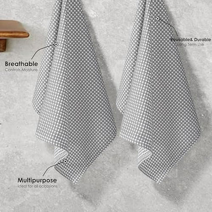 12 Pack Dual Reversible Waffle Weave Dish Cloth, 12x12 Inch, 100% Cotton, Absorbent Dishcloth Set, Quick Dry, Soft for Cleaning, Wiping, Hand Towels, Dish Rags, Durable, Ash Grey - color: Ash Grey