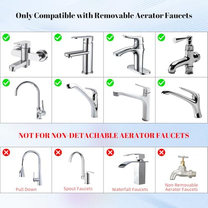 Hibbent NSF/ANSI/CAN 61 Certified Dual-function Faucet Aerator, CUPC Certification Big Angle Rotate Kitchen Sink Aerator 360 Degree Swivel Sink Sprayer Attachment-55/64 Inch Female Thread-Chrome - color: Chrome, style: Upgraded Aerator with 2 Swivel Joint