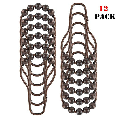 Shower Curtain Hooks Rings, Rustproof Metal Shower Curtain Rings for Bathroom Shower Rods Curtains - Set of 12, Bronze - color: Bronze