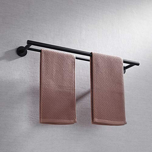 Miyili 24-Inch Bathroom Double Towel Rack, Matte Black | for Kitchen, Hand Towel Holder, Towel Bar, Wall Mounted, Rustproof & Durable - color: Matte Black, size: 24-Inch