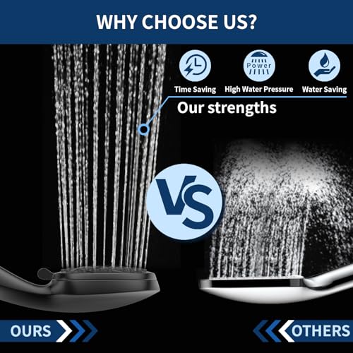 6-Mode Shower Head with Handheld, High Pressure Handheld Showerhead, Black | 3.94 Inch Handheld Spray with 59 Inch Stainless Steel Hose and Adjustable Shower Holder, Tool-free Installation - color: Black-3.94 Inch
