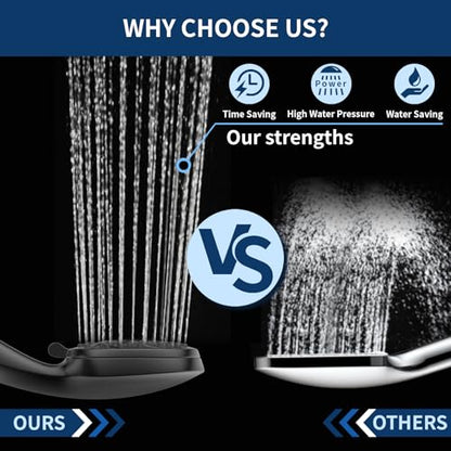 6-Mode Shower Head with Handheld, High Pressure Handheld Showerhead, Black | 3.94 Inch Handheld Spray with 59 Inch Stainless Steel Hose and Adjustable Shower Holder, Tool-free Installation - color: Black-3.94 Inch
