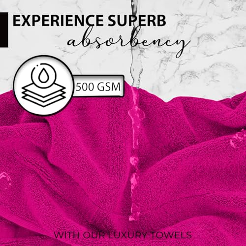 KAHAF COLLECTION 100% Cotton Bath Towels, 24x48 Pack of 6 Towels, Quick Dry, Highly Absorbent, Soft Feel Towel, Gym, Spa, Bathroom, Shower, Pool, Luxury Soft Towels (HOT Pink, 24x48-6 Pack) - color: Hot Pink, size: 24x48 - 6 PACK