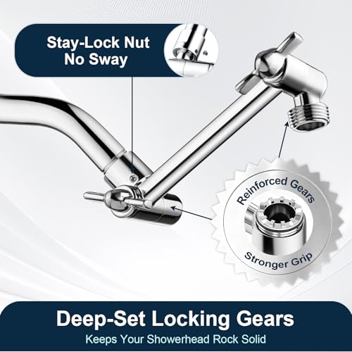 BRIGHT SHOWERS Brass Shower Arm Extender for Rain and Handheld Shower Head, 5 Inch Universal Shower Head Extension Arm, Height & Angle Adjustable, Chrome - color: Chrome, style: 5 Inch
