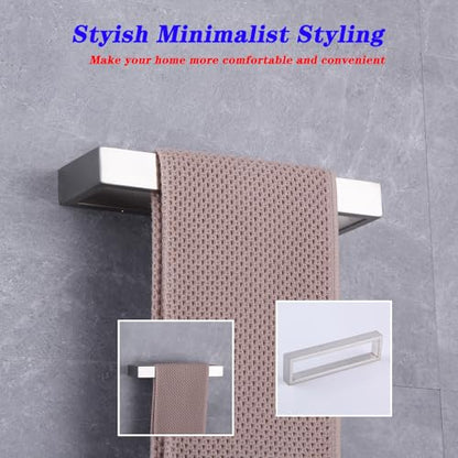 GERZWY Bath Towel Holder SUS304 Stainless Steel Towel Hanger Towel Ring for Bathroom Lavatory Wall Mount Contemporary Style, Brushed Finish HG1706-LS - color: Brushed