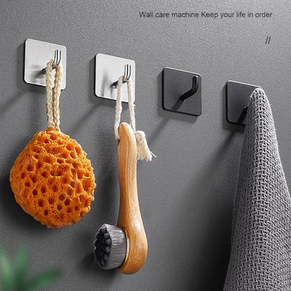 Bath Towel Hooks -10 Pack Strong Self Adhesive Coat/Clothes Hooks, No Drilling Sticky Hooks, Heavy Duty 304 Stainless Steel Shower Wall Hook for Bathroom Kitchen Bedroom(Brushed Nickel) - color: Brushed Nickel-10