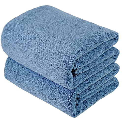 ProHomTex Microfiber Bath Towels, Set of 2 (30" x 60") Quick Dry, Ultra Soft, Super Absorbent, Hotel Quality Spa Like Towels (Blue)
