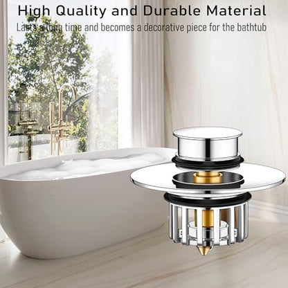 Pop-Up Drain Plug with Screen，Bathtub Plugs，Shower Drain Hair Catcher，Drain Protectors for 1-1/2 to 1-3/4 inch Bathtub Drain Holes