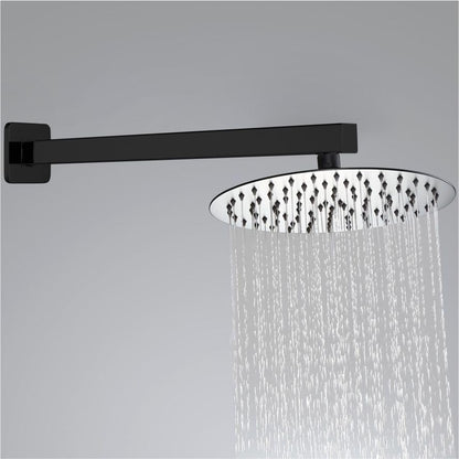 Shower Arm with Flange, 16 Inches Wall Mount Square Straight Extension Arm, Replacement of Fixed Rain Shower Head Pipe, Matte Black - color: Matte Black